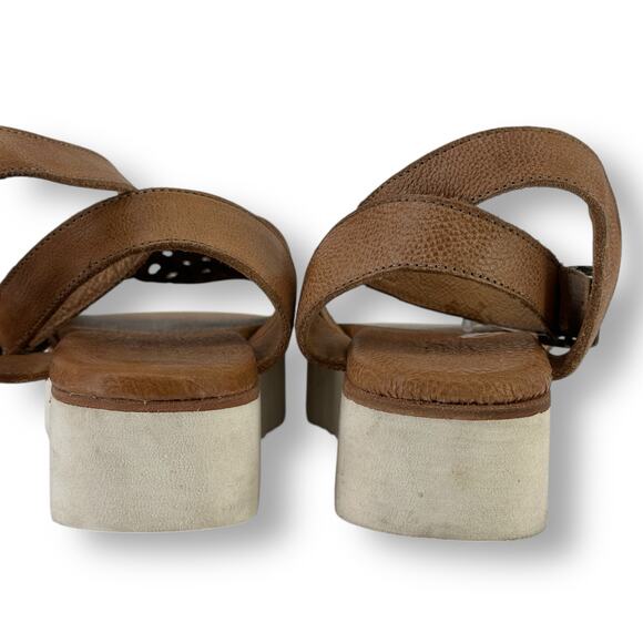 Bed Stu Brisa Brown Leather Platform Sandals Womens Sz 11 Ankle Strap - Picture 6 of 11